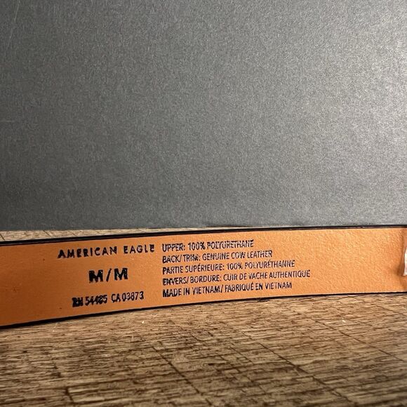 American Eagle Grey Genuine Cow Leather Snake Print Belt Size Medium, New - Picture 2 of 12